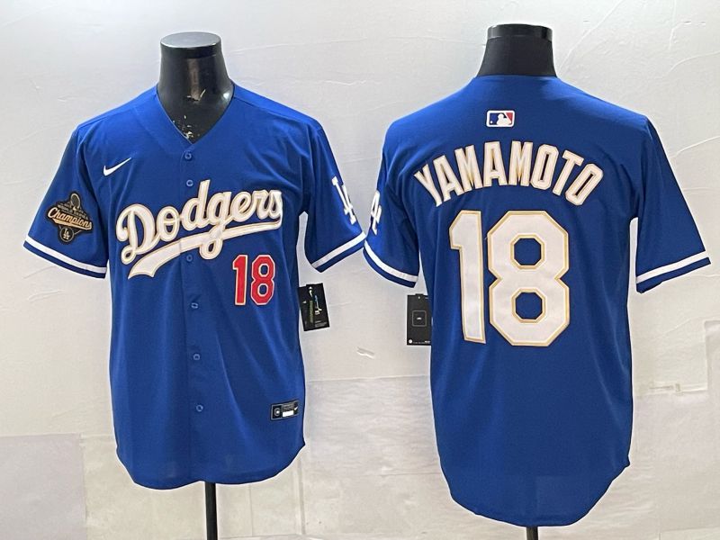 Men Los Angeles Dodgers #18 Yamamoto Blue Gold Game 2026 Nike MLB Jersey 0013->los angeles dodgers->MLB Jersey